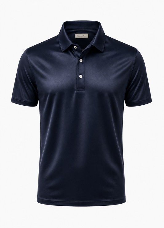 Mercerised Polo Navy Blue